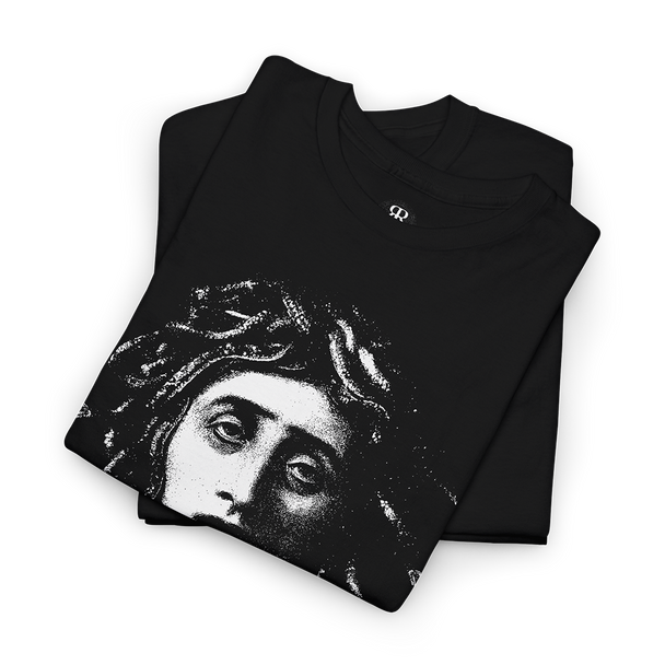 Black t-shirt showing Arnold Böcklin Medusa illustration