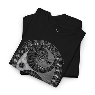 Astronomical and astrological illustration from 1600s by Athanasius Kircher, moon phases, black t-shirt