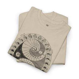 Astronomical and astrological illustration from 1600s by Athanasius Kircher, moon phases, beige t-shirt
