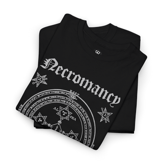 Necromancy T-Shirt, showing occult symbols, most notably one for Lesser Key of Solomon, black