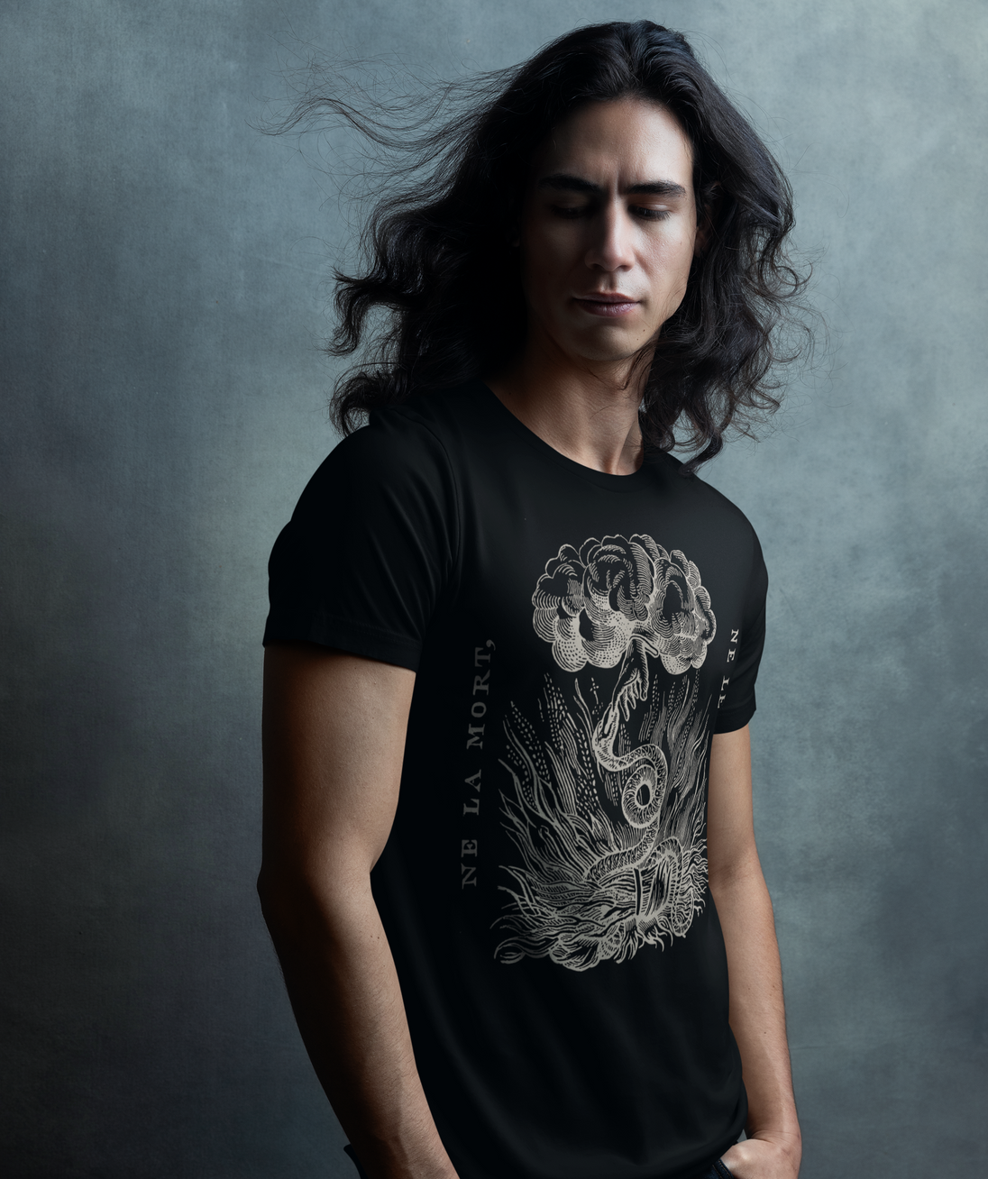 Man wearing Neither Death Nor Venom T-Shirt