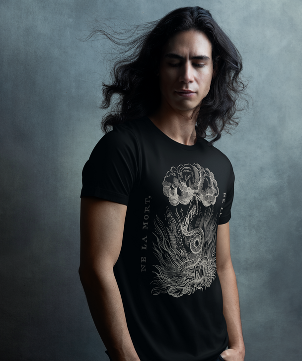 Man wearing Neither Death Nor Venom T-Shirt