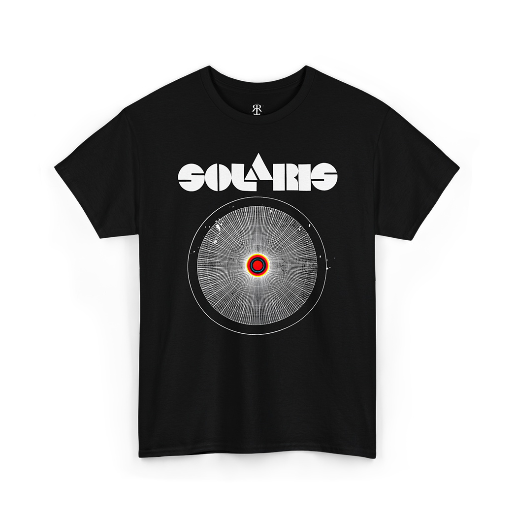 Black t-shirt featuring the artwork of the movie Solaris (1972).