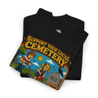 Folded Support Your Local Cemetery Retro T-Shirt