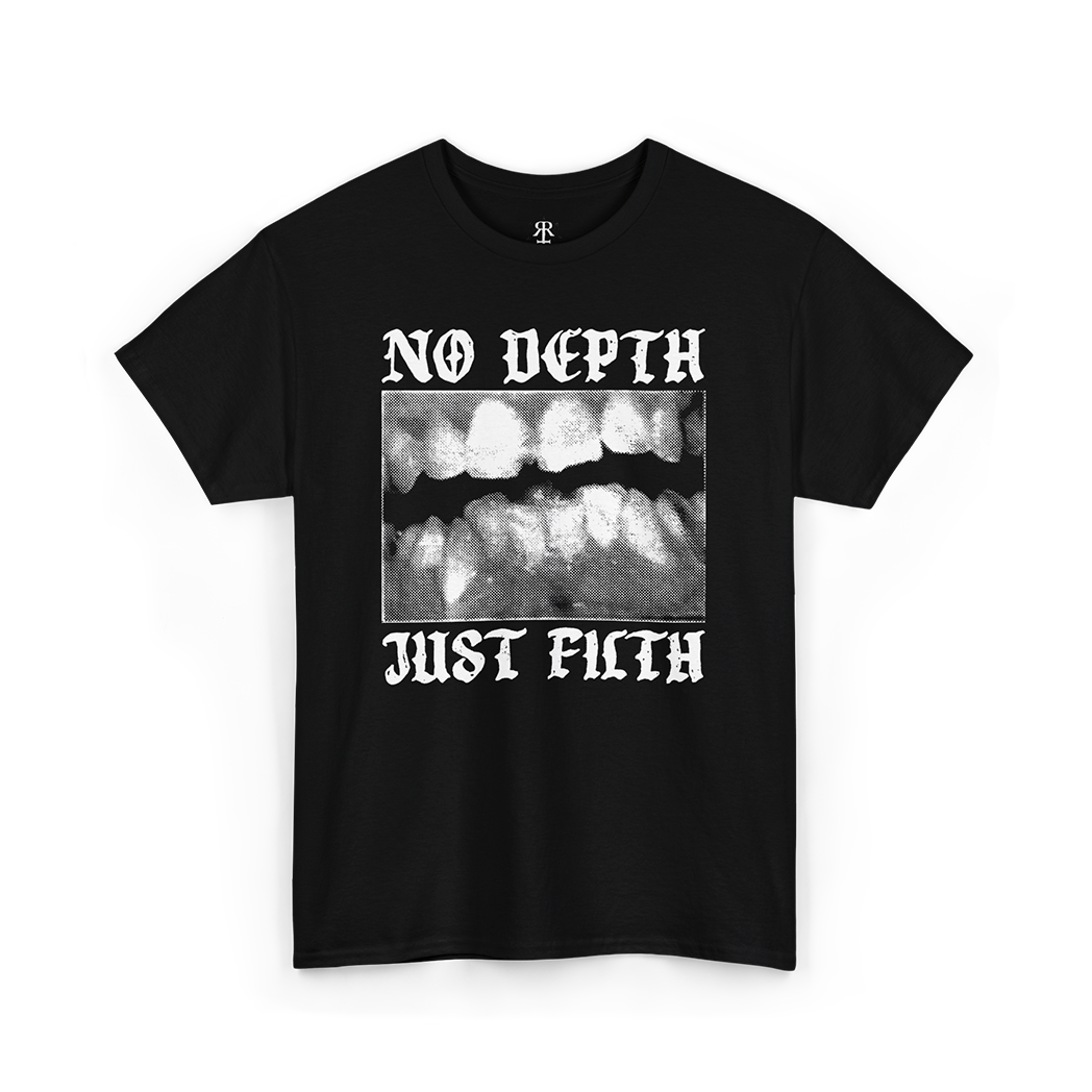 Swans No Depth Just Filth T-Shirt showing bad teeth