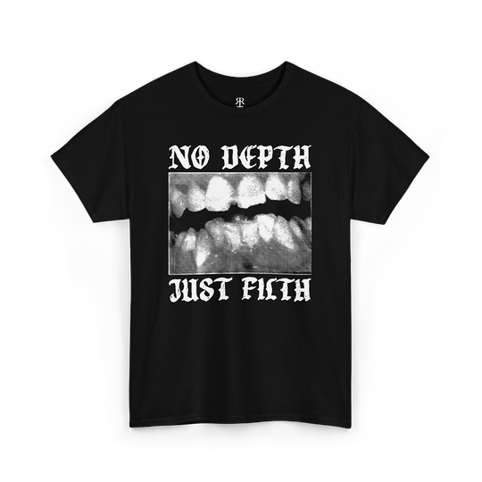 Swans No Depth Just Filth T-Shirt showing bad teeth
