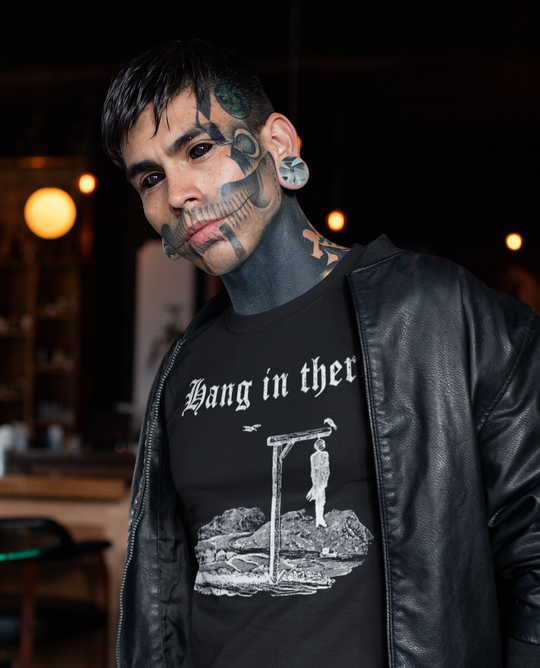 Man wearing Hnag in There t-shirt