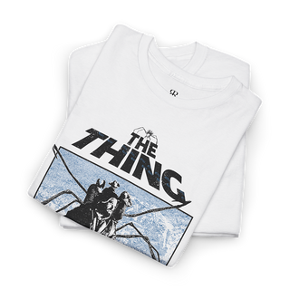 Folded white t-shirt with 'The Thing' graphic design