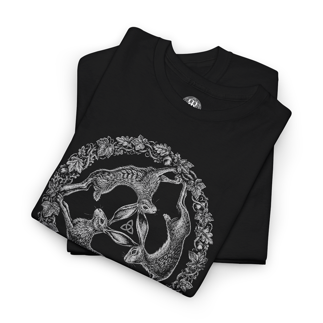 Folded black Three Hares T-Shirt