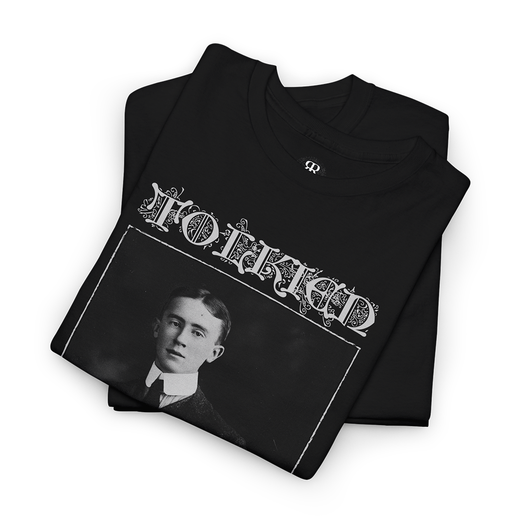 J. R. R. Tolkien T-Shirt, showinh his portrait and saying The Bard of Forgotten Lore