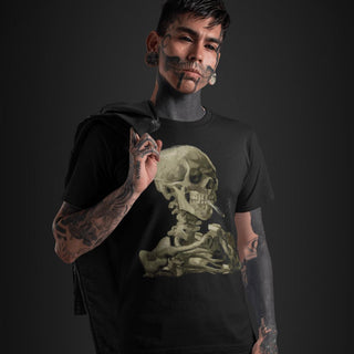 Tattooed man wearing Smoking Skeleton T-Shirt
