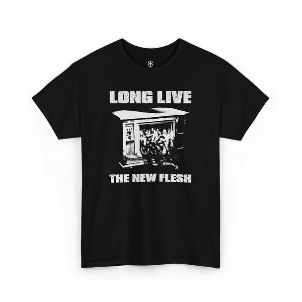Videodrome Long Live the New Flesh T-Shirt, showing intestines falling out of TV screen