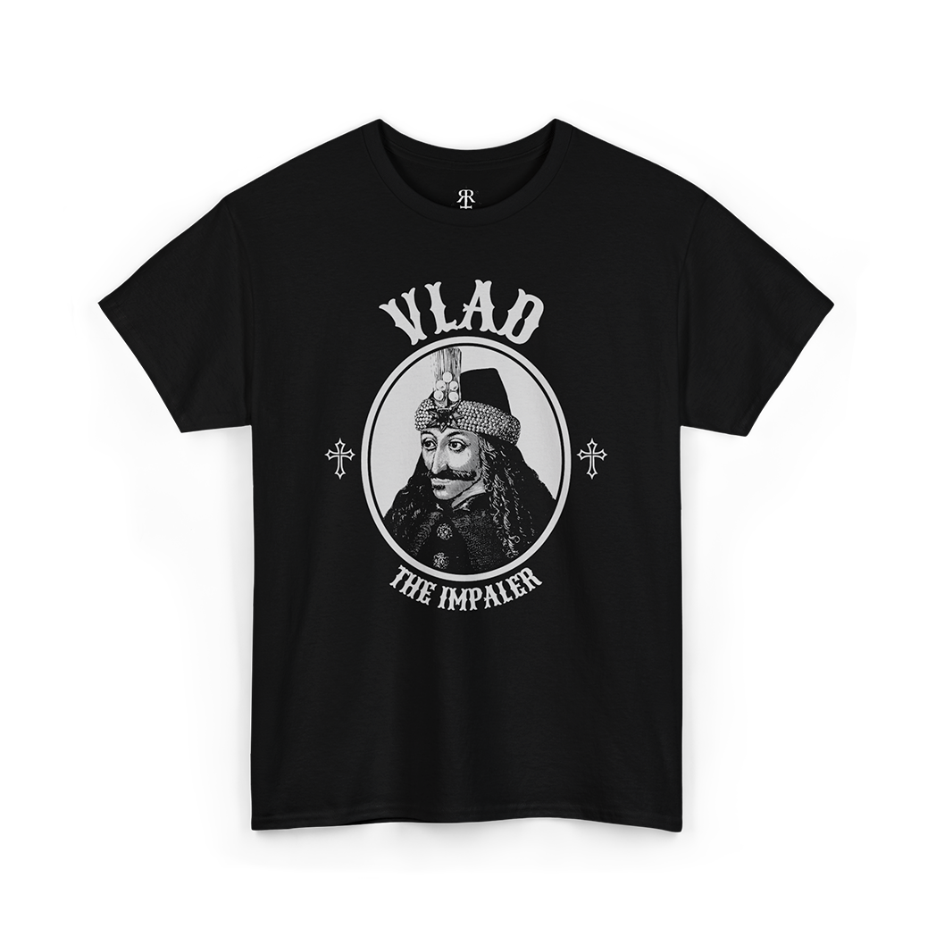 Vlad Tepes T-shirt showing a portrait of Vlad the Impaler