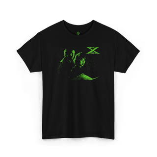 Bllack X-Files T-Shirt, green print, showing Mulder and Scully