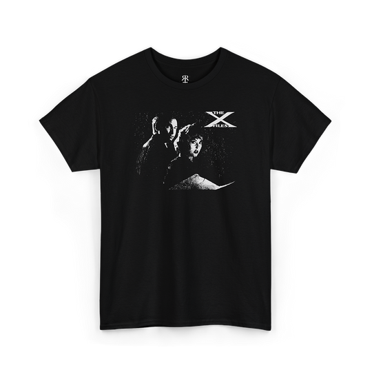 Bllack X-Files T-Shirt, white print, showing Mulder and Scully