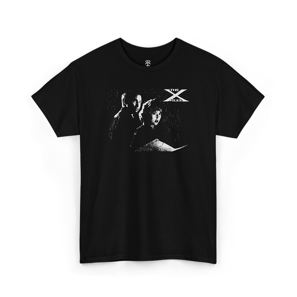 Bllack X-Files T-Shirt, white print, showing Mulder and Scully